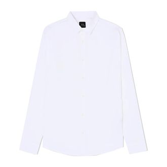 A|X Armani Exchange Slimfit Poplin Overhemd - Heren - Zakelijke Overhemden - Wit - 2XL - Katoen - Overhemden
