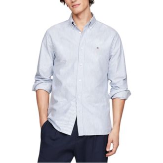 Tommy Hilfiger Mens Oxford Shirts Cotton Formal Top - Blue & White - Size 2XL