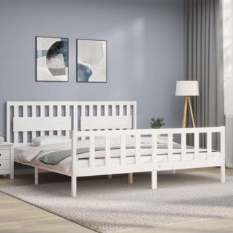 vidaXL Vidaxl - Bed Frame without Mattress White 200x200 cm Solid Wood Pine