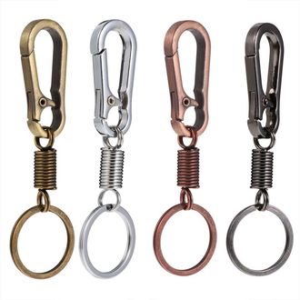 WINOMO 4pcs Spiral Retractable Spring Coil Keychain Theftproof Anti-lost Stretch Cord Key Ring with Metal Lobster Clasp for Wallet Phones (Random Color)