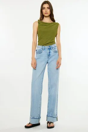 Kancan Crystal Essentials 90s Low Rise Straight Jeans in Medium Wash at Nordstrom, Size 30 X 31