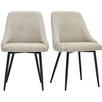 Miliboo Sedie in tessuto ciniglia testurato beige e metallo nero (set di 2) HASTA