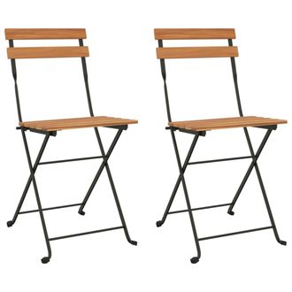 vidaXL Vidaxl - Sillas Cafeter&iacute;a Plegables 2 Uds Acero Y Madera Maciza De Teca