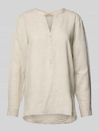 Mos Mosh Regular Fit Leinenbluse mit Tunikakragen Modell Danna in Sand, Gr&ouml;&szlig;e XS