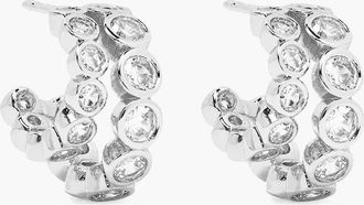 Yoj Averto Mini Crystal Double Hoop Earrings in Silver at Nordstrom
