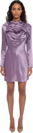 Bottega Veneta Purple Solid Round Neck Mini Dress