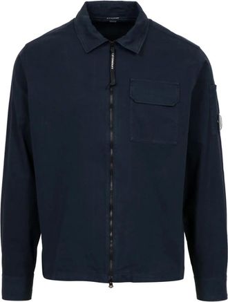 C.P. Company Camicia Blu in Cotone con Zip Intera - - Shirts - Uomo - Blu - M