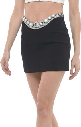 DAVID KOMA Black Embellished Mini Skirt