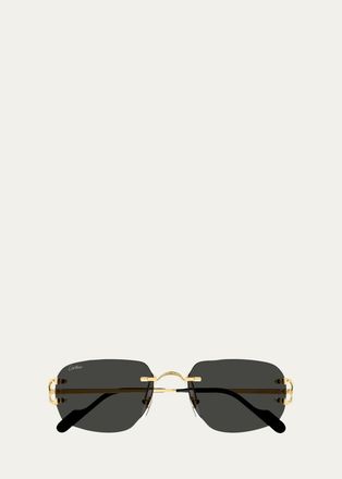 Cartier Mens Rimless Rectangle Sunglasses