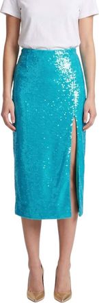 Ganni Light Blue Embellished Midi Skirt