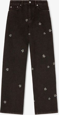 Ganni Brown Izey Daisy Duck Jeans - Size 24W/33L Organic Cotton