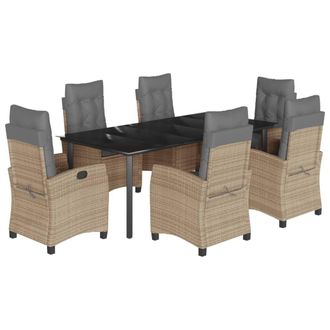 vidaXL Vidaxl Set Pranzo Da Giardino 7 Pz Con Cuscini Beige Misto Polyrattan