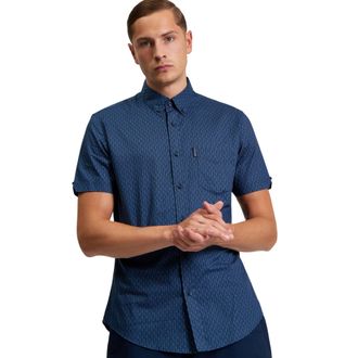 Ben Sherman Mens Mono Geo Shirt (Twilight Denim) - Blue - Size X-Large