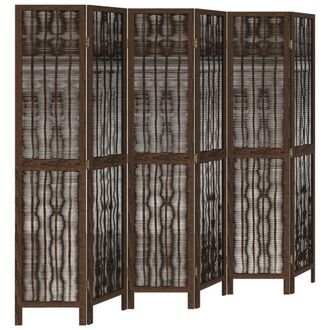vidaXL Biombo Separador De 6 Paneles Madera Paulownia Marr&oacute;n Oscuro Vidaxl