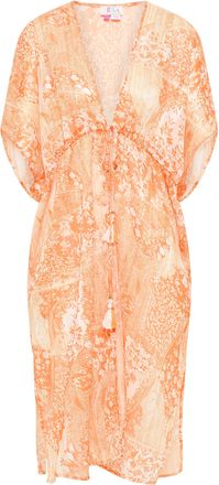 Izia Kimono Dames Oranje Wit
