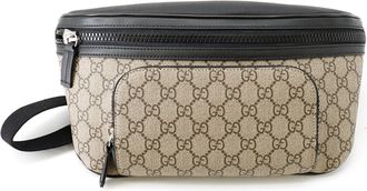 Gucci Beige Black Gg Supreme Leather Fanny Pack Sling Bag (Pre-Owned)