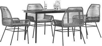 vidaXL Vidaxl - Juego Comedor Jard&iacute;n 5 Pzas Cojines Rat&aacute;n Sint&eacute;tico Vidrio Gris