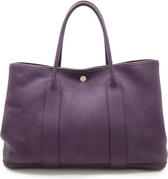 Herm&egrave;s Cassis Purple Yellow Negonda Leather Handbag Tote Bag (Pre-Owned)