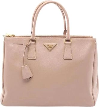 Prada Pre-owned Handbags, female, Pink, Size: ONE SIZE Pre-owned Galleria Saffiano Leather Handbag