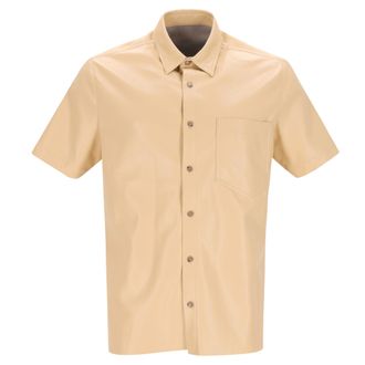 Nanushka Osmo shirt in beige imitatieleer