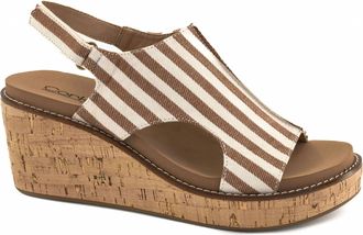 Corkys Footwear Womens Stripped Carley Wedge Sandals In Tan
