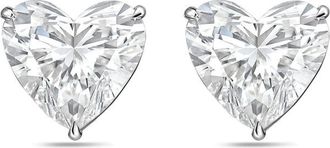 Diana M. Jewels 14Kt White Gold 4.00 cts Lab Grown Heart shaped Diamond Studs