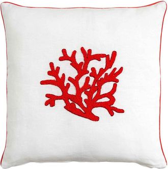 Biancoperla ZANTE Cojín Decorativo, Blanco/Coral, 45x45
