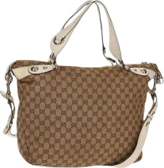 Gucci Pre-owned Handbags, female, Beige, Size: ONE SIZE Pre-owned Canvas Handbag