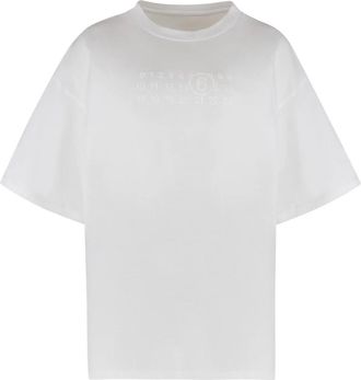 Maison Margiela Cotton Crew-Neck T-Shirt - Dames - T-shirts - Wit - S - Katoen - Tops