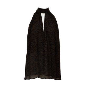 Rotate Fleur Animal Print Halterneck Bow Top