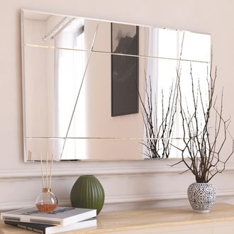 Dmora Espejo Agliano, Detalles Geom&eacute;tricos, Forma Rectangular, Tipo De Pared, 50x75h Cm Blanco