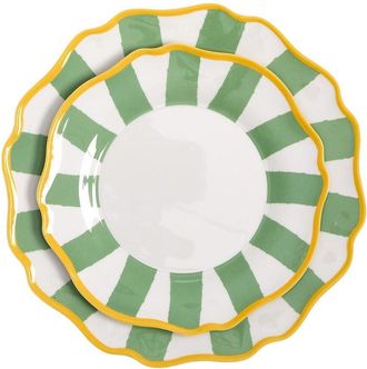Two's Company Set Of 4 Striped Dinner Plates
