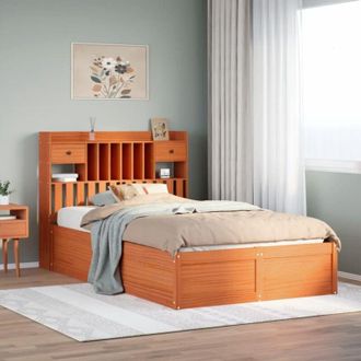 vidaXL Vidaxl - Estructura De Cama Sin Colch&oacute;n Madera Maciza Marr&oacute;n 135x190 Cm