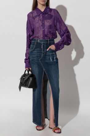 Dsquared2 Denim Skirt With vintage Effect, Womens, Navy Blue