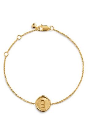 Monica Vinader Initial Stamp Charm Bracelet in 18Ct Gold Vermeil G at Nordstrom