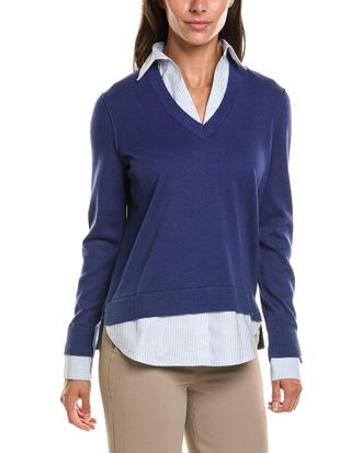 Brooks Brothers Woven Shirt Combo Sweater