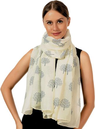 World of Shawls Mulberry Tree Scarf Shawl Wrap Soft Warm (Ivory Cream - Stitched Ends)