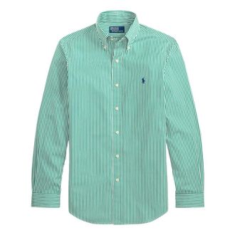 Ralph Lauren Logo Gestreept Overhemd - Heren - Casual Overhemden - Groen - L - Katoen - Overhemden