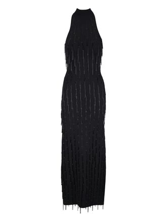 Galvan Bugle beaded maxi dress - Black