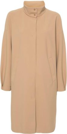 Herno single-breasted midi coat - women - Polyamide/Polyamide/Elastane/Elastane - 46 - Neutrals