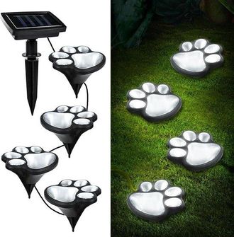 OEM 4 Luces Solares Con Estampado De Animales - Impermeables Ip55 - Con Cable - Blanco Fr&iacute;o - Para Jard&iacute;n Y Camino