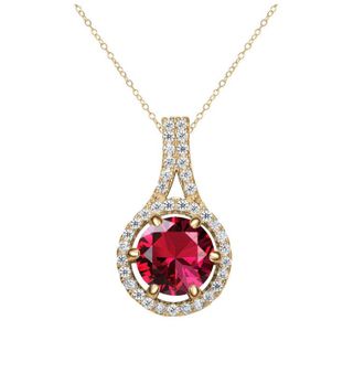 Rachel Glauber 14K Gold Plated with Colored Cubic Zirconia Drop Pendant Necklace