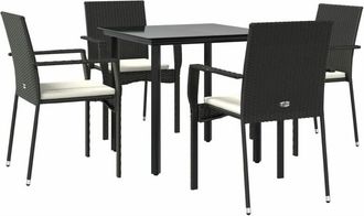 vidaXL Set De Muebles Jard&iacute;n 5 Pzas Con Cojines Rat&aacute;n Sint&eacute;tico Negro Vidaxl