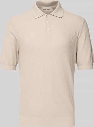Gran Sasso Regular Fit Poloshirt mit Strukturmuster in Beige, Gr&ouml;&szlig;e 54