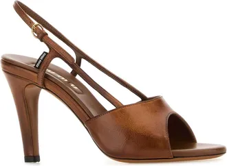 Miu Miu Womens Brown Leather Sandals Cognac Calfleather Sandali