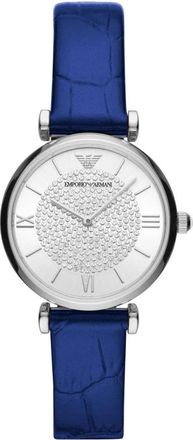 Emporio Armani Klassiek blauw leren horloge - Dames - Horloges - Blauw - ONE Size - Accessoires