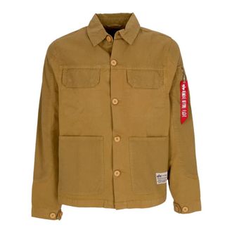 Alpha Industries Kleur Blok Overshirt Jas Khaki - Heren - Zomerjassen - Beige - S - Katoen - Jassen