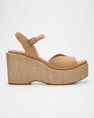 Pedro Garcia Doina Leather Platform Wedge Sandals