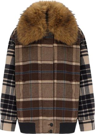 Weekend by Max Mara GIACCA DIVINA IN LANA CHECK MARRONE MAX MARA WEEKEND