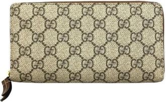 Gucci Pre-owned Wallets, male, Beige, Size: ONE SIZE Pre-owned GG Supreme Canvas Long Wallet